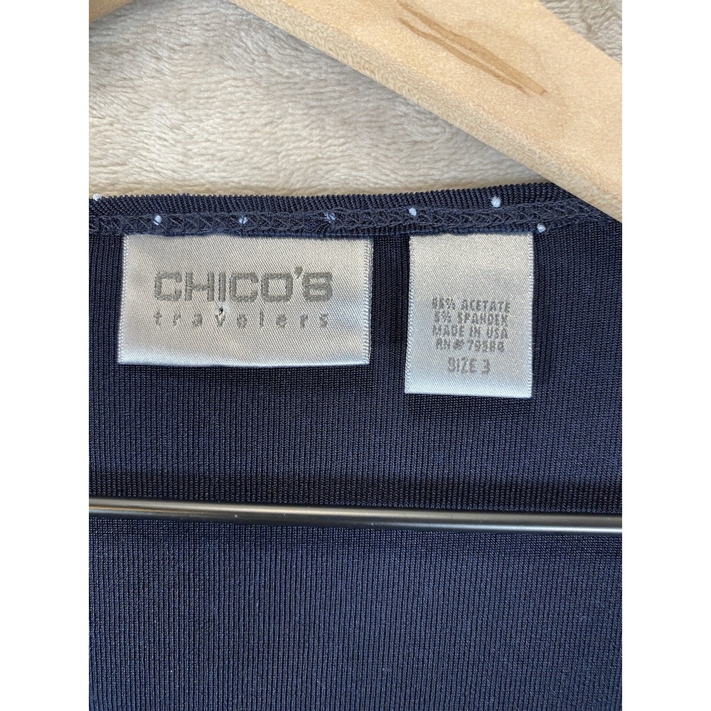 Chico's Travelers Cardigan Womens 3 (XL/16)  Polka Dot Stretch Open Front - Picture 2 of 6